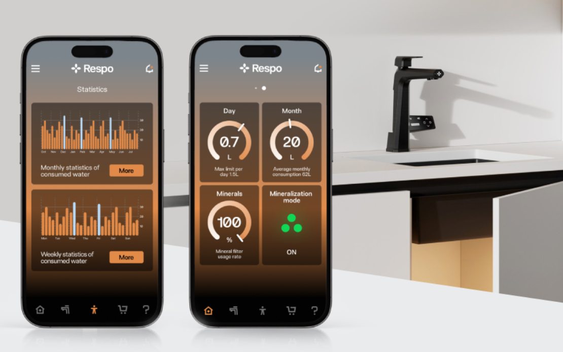 Mobile app for the modern "Respo" water ionization tap