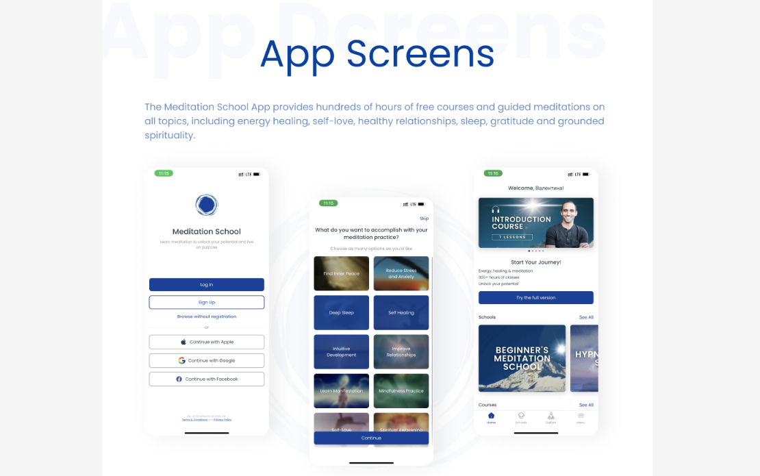 Meditation School App