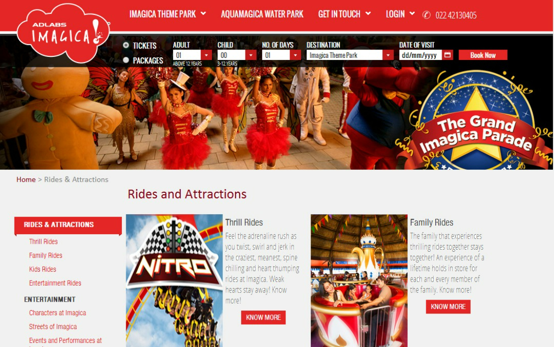 Adlabs Imagica Website Development