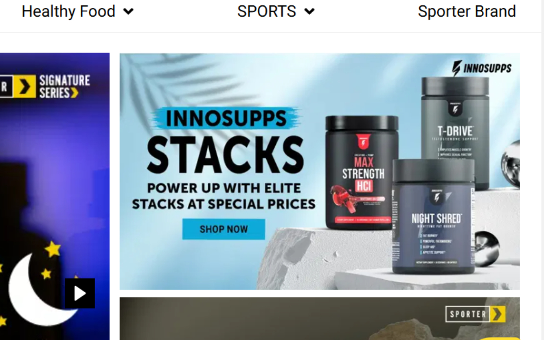 Sporter a Best Vitamins, Supplements Store - A High-Performance Magento Website