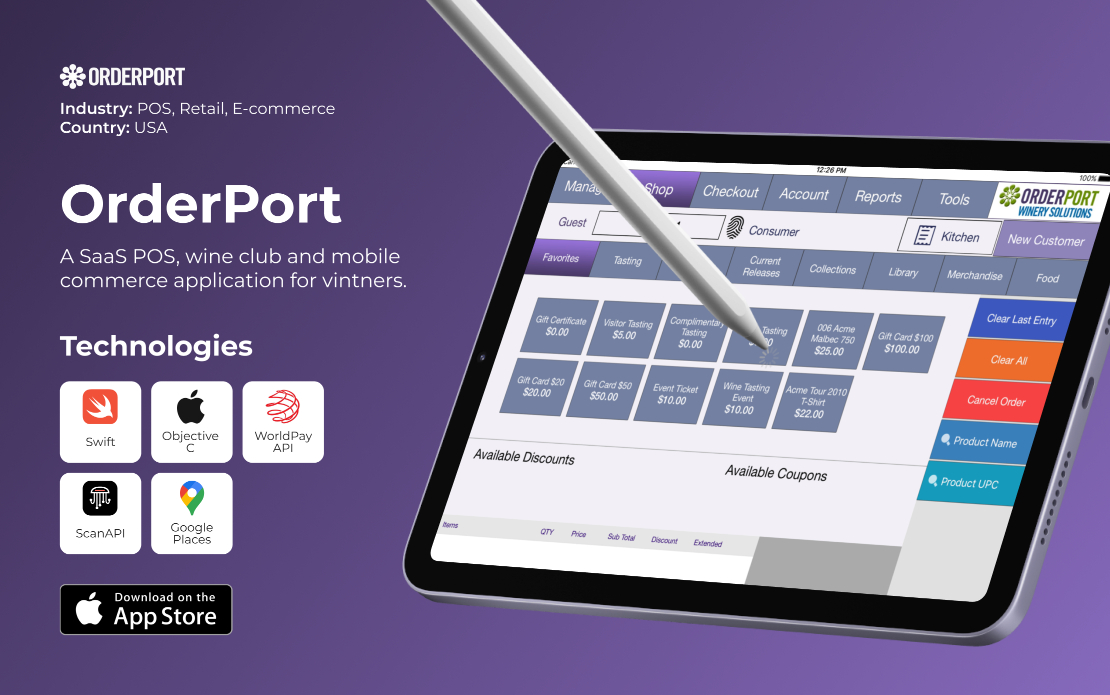 iPad POS app for wine businesses