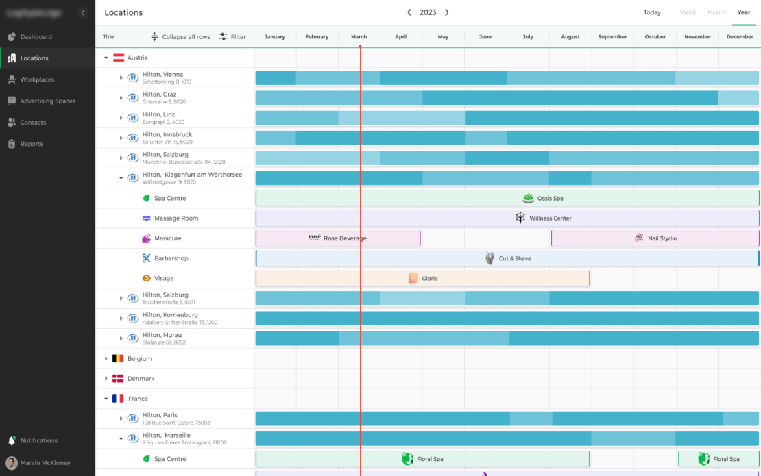 Complex Gantt Widget for Salon Management Software