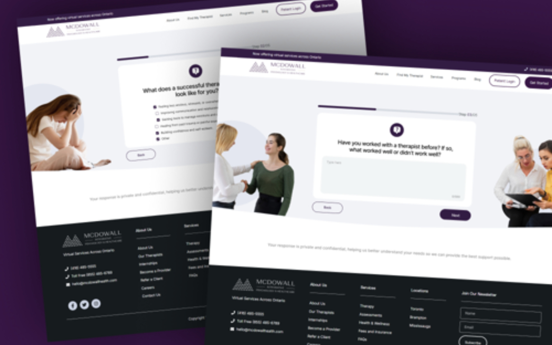 Website with Therapist Matching & Intake Process
