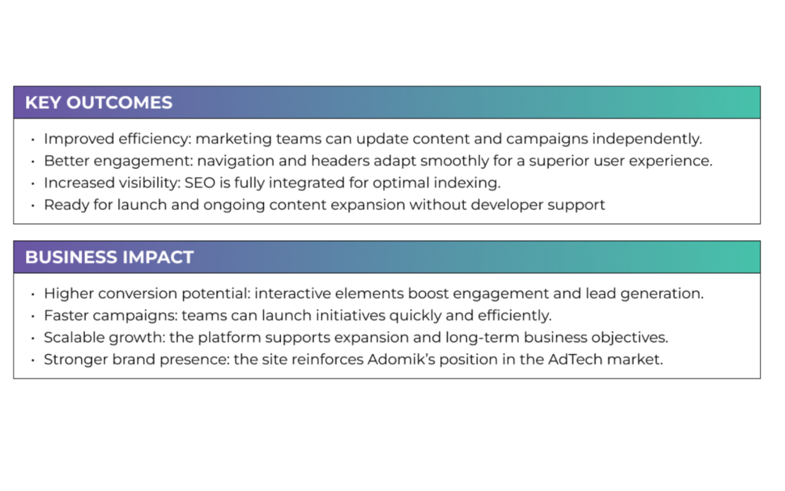 Launching a Flexible, SEO-Optimized Website for Adomik’s Marketing Teams