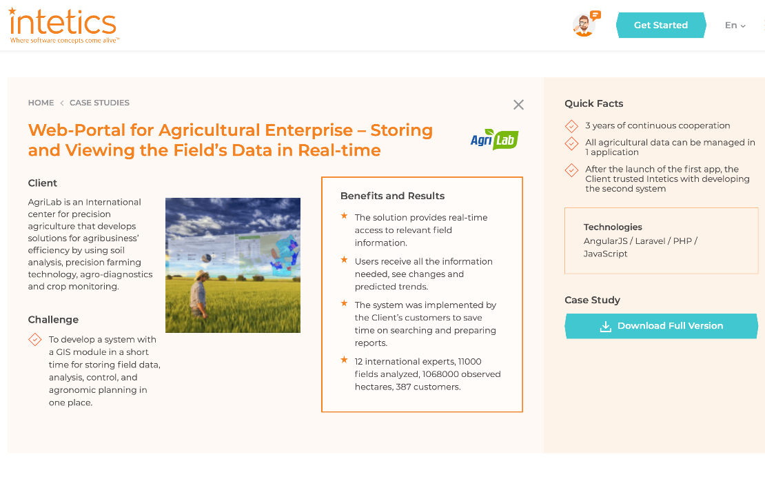 Web-Portal for Agricultural Enterprise – Storing and Viewing the Field’s Data in Real-time