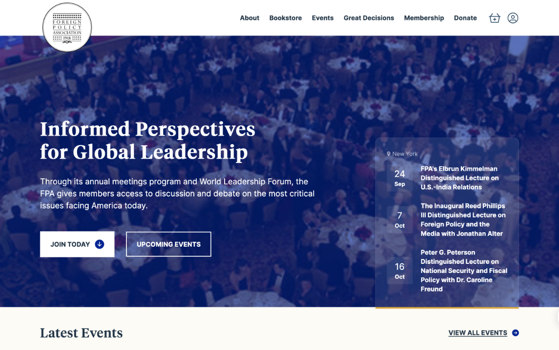 Foreign Policy Association (FPA): Integrated Membership, E-commerce, and Event Platform