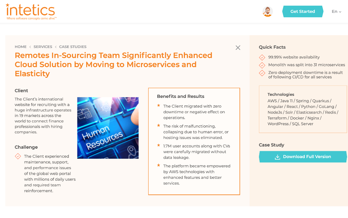 Remote In-Sourcing Team® Significantly Enhanced Cloud Solution by Moving to Microservices and Elasticity