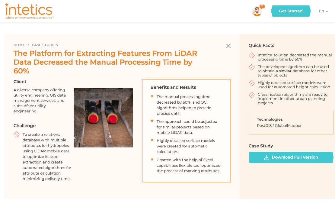The Platform for Extracting Features From LiDAR Data Decreased the Manual Processing Time by 60%