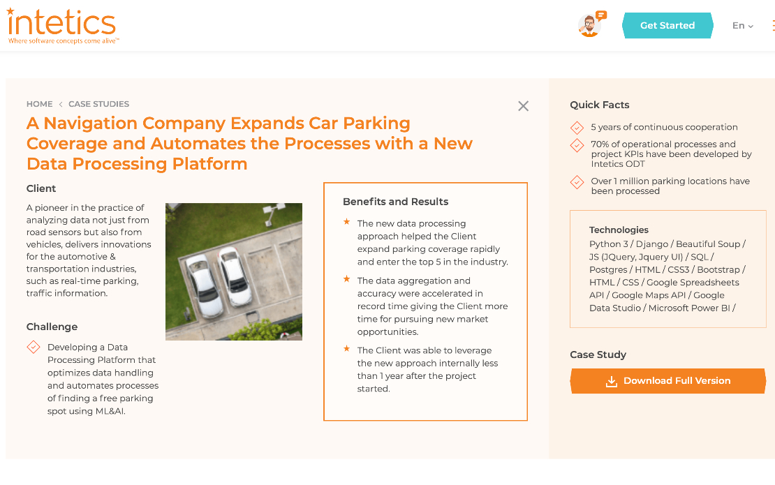 A Navigation Company Expands Car Parking Coverage and Automates the Processes with a New Data Processing Platform