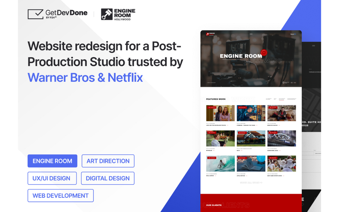 Engine Room: Website redesign for a visual effects studio