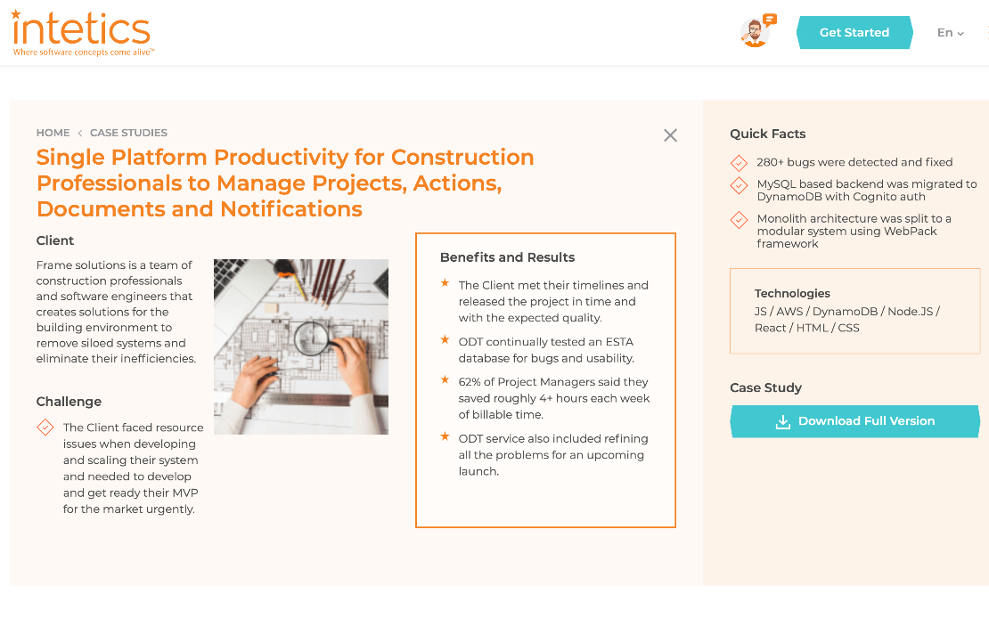 Single Platform Productivity for Construction Professionals to Manage Projects, Actions, Documents and Notifications