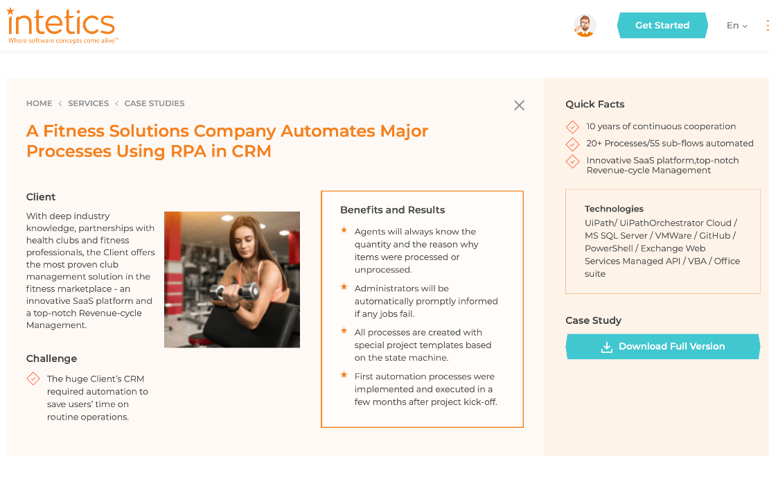 A Fitness Solutions Company Automates Major Processes Using RPA in CRM