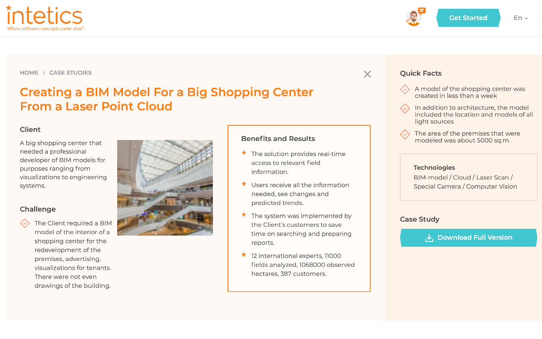 Creating a BIM Model For a Big Shopping Center From a Laser Point Cloud