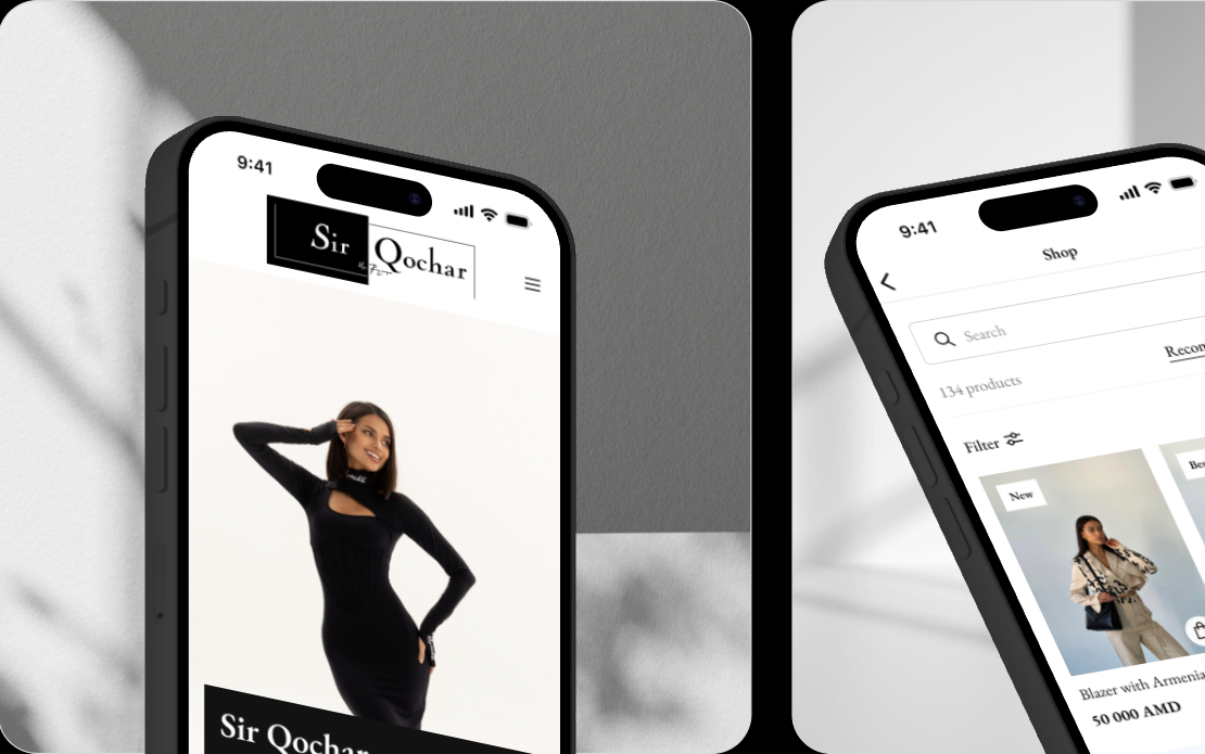 SirQochar E-commerce app and website (custom)